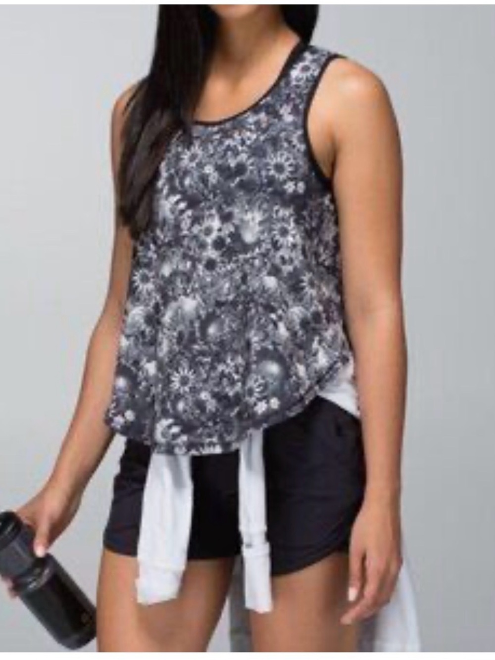 lululemon athletica Black & White Floral Racerback Tank. Size S